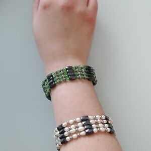 Green/Black, Black/White Magnetic String Jewelry